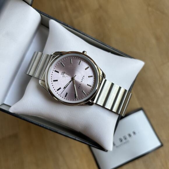 Rae Dunn Classic Women's SOFIA 36mm Round Pink Face Silver Gilded Bracelet Watch - Picture 9 of 10